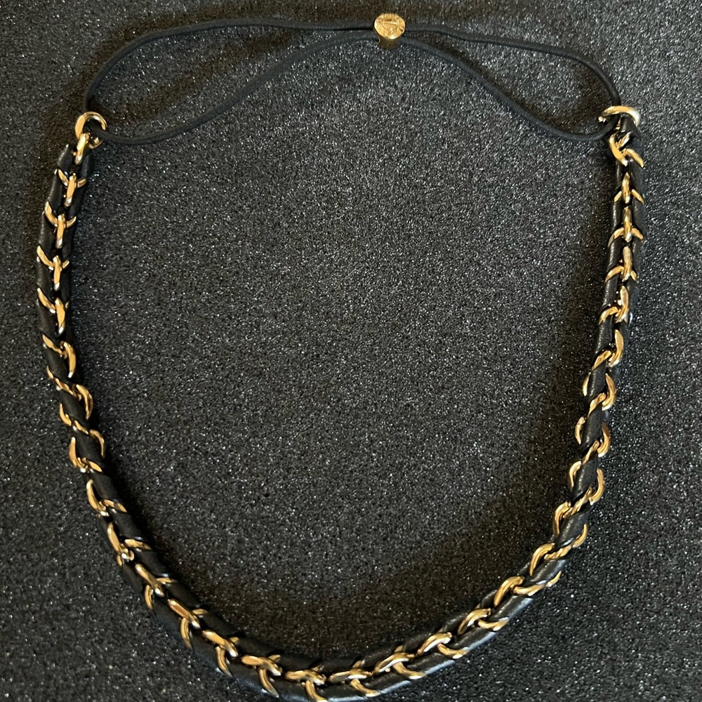 Henri Bendel Black Leather Gold Headband - Picture 2 of 7